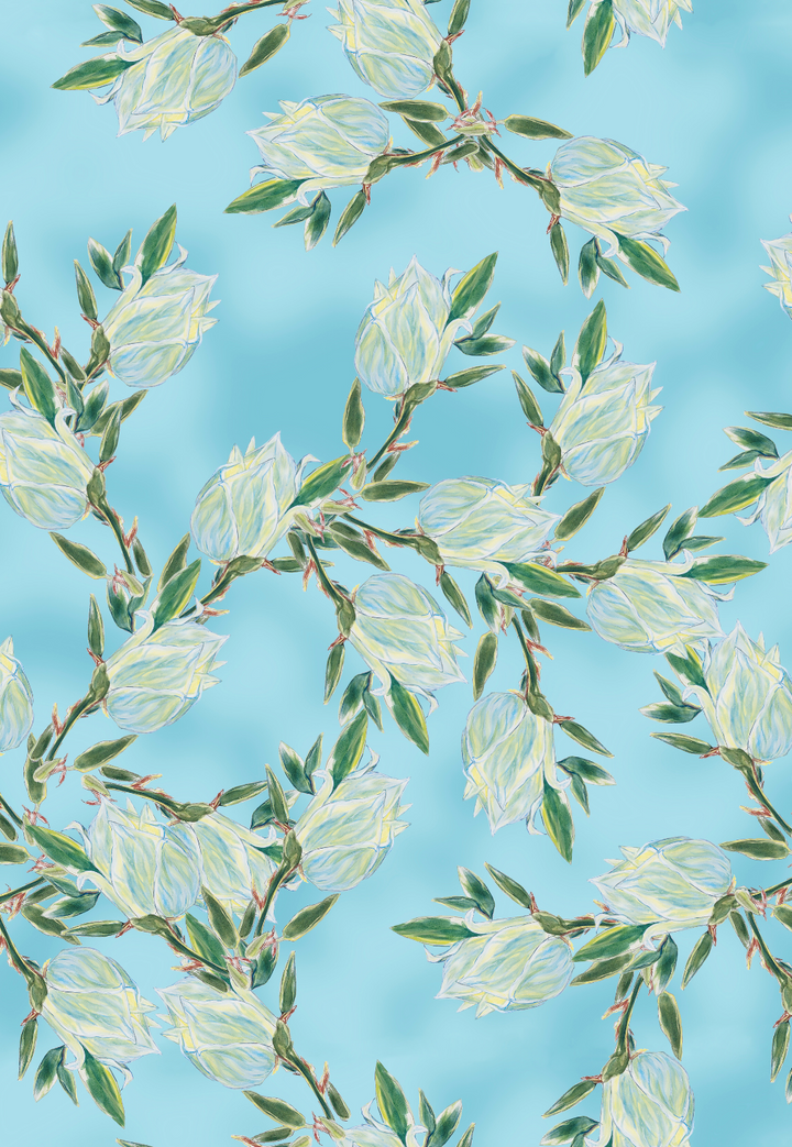 Alma Silk Kaftan in Blooming Yucca