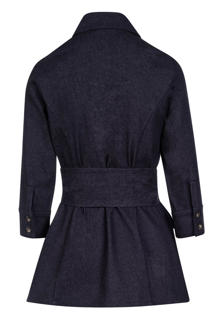 Denim jacket by designer Ala von Auersperg for womens luxury travel clothing