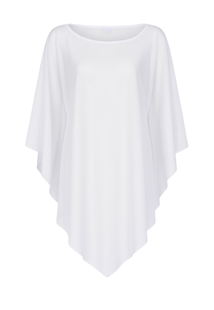 White mesh cover up by designer Ala von Auersperg for womens luxury travel clothing