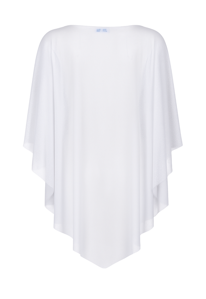 White sheer mesh poncho by designer Ala von Auersperg for womens luxury travel clothing