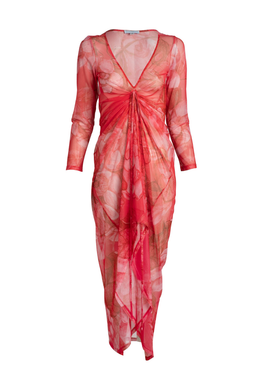coral sheer dress AvA Women's Asher Sheer Dress in Coral Grandiflora – AlavonAuersperg.com