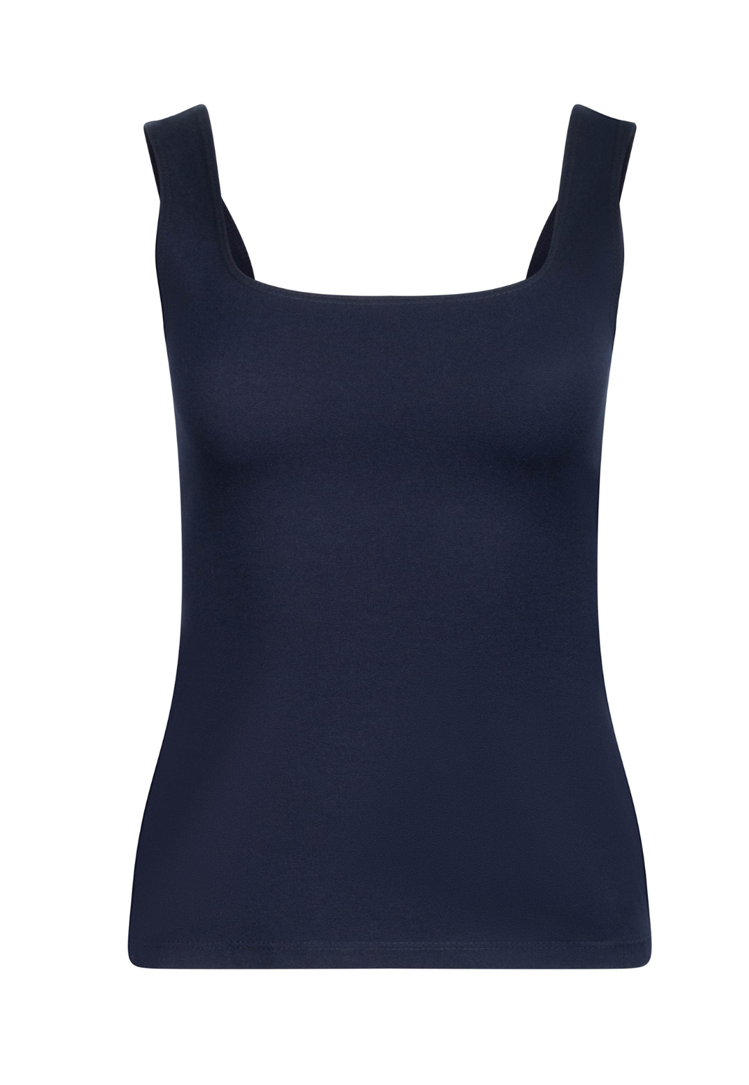 Navy blue tank top on a white background