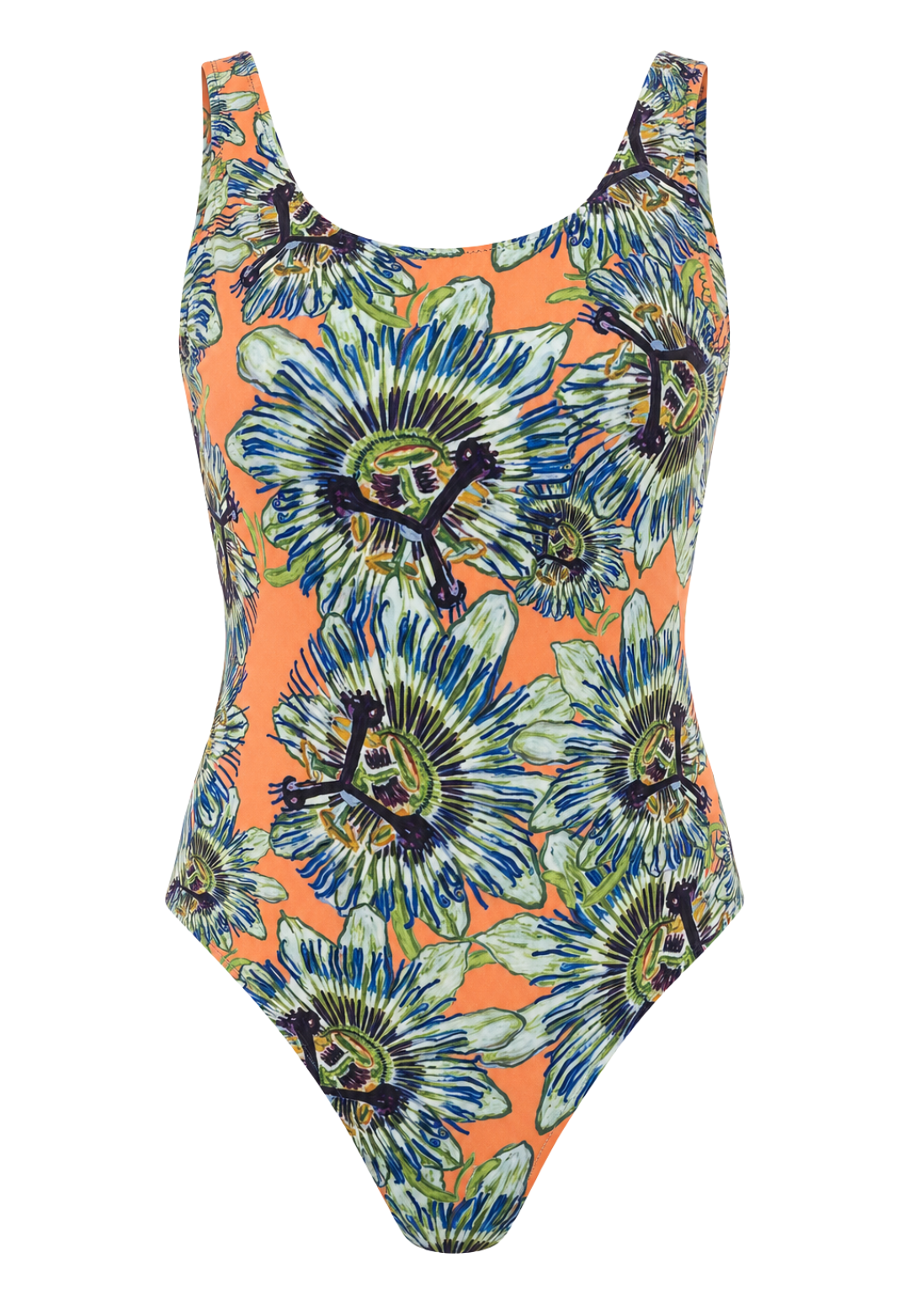 Orange floral one piece swimsuit