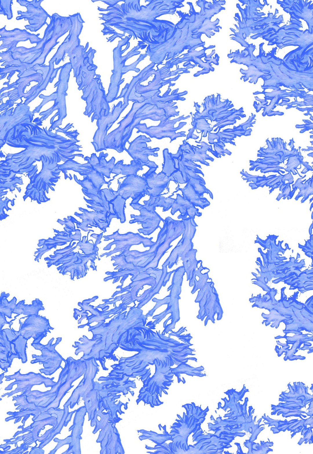 blue coral print collage by Ala von Auersperg for women's nautical clothing