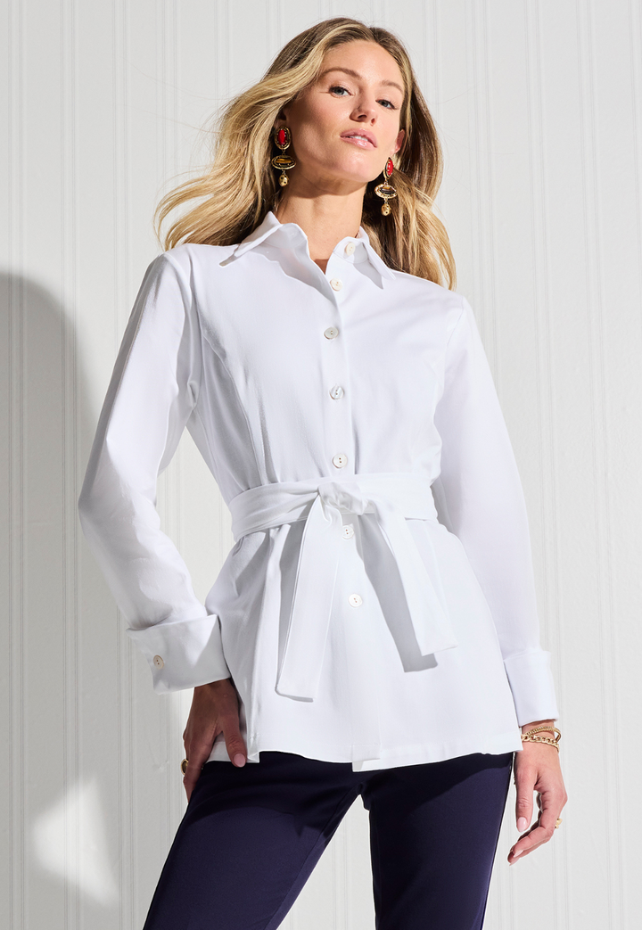 Keaton Italian Cotton Blouse in White