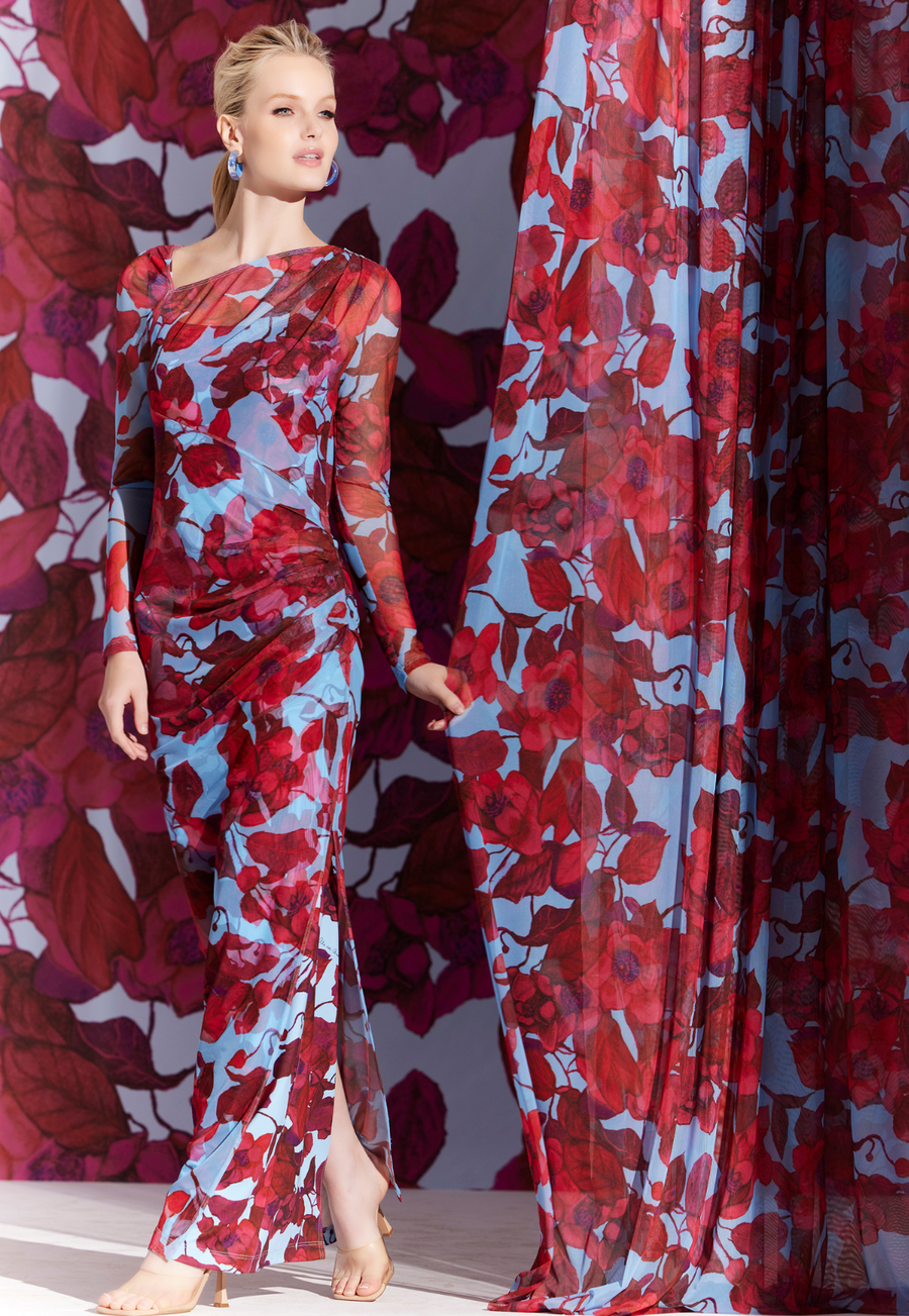 AvA Women's Geraldine Sheer Dress in Raspberry Grandiflora –  AlavonAuersperg.com