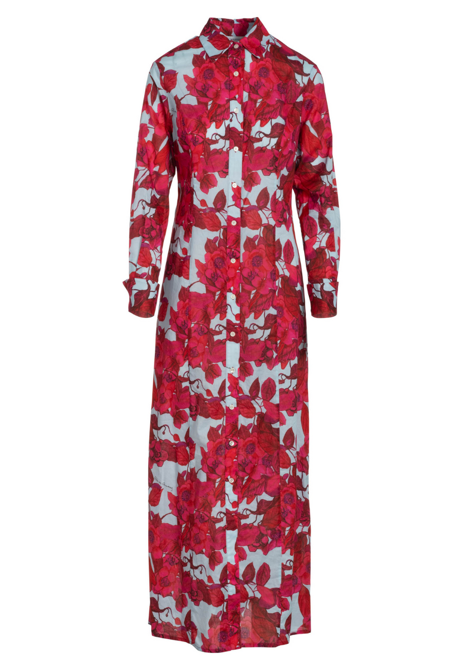 AvA Women's Kathe Cotton Shirtdress in Raspberry Grandiflora 0