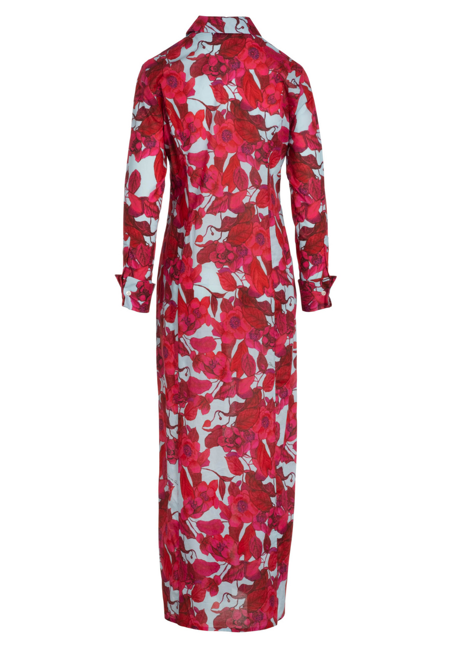 cotton travel dress AvA Women's Kathe Shirtdress in Raspberry Grandiflora 0 Comfortable Unicorn Pajamas Cocktail Evening Gowns Formal ord set for exploring Coastal Cottage Cabana Shift Dress (Size):3X