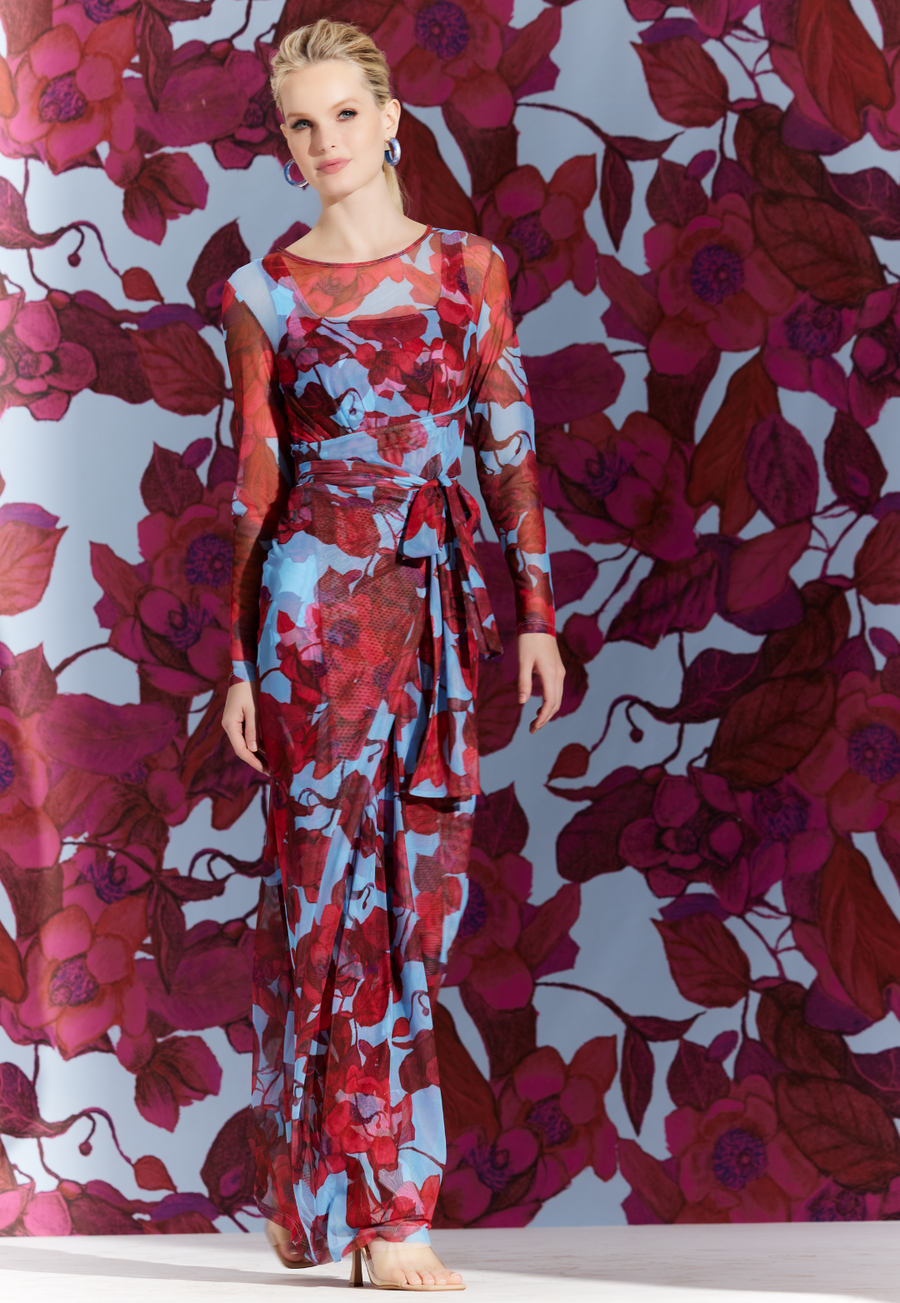 AvA Women's Loren Mesh Wrap Dress in Raspberry Grandiflora –  AlavonAuersperg.com