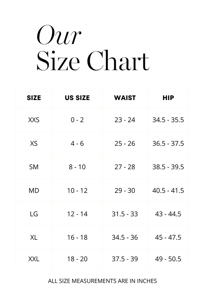 Size chart for Ala von Auersperg pants 