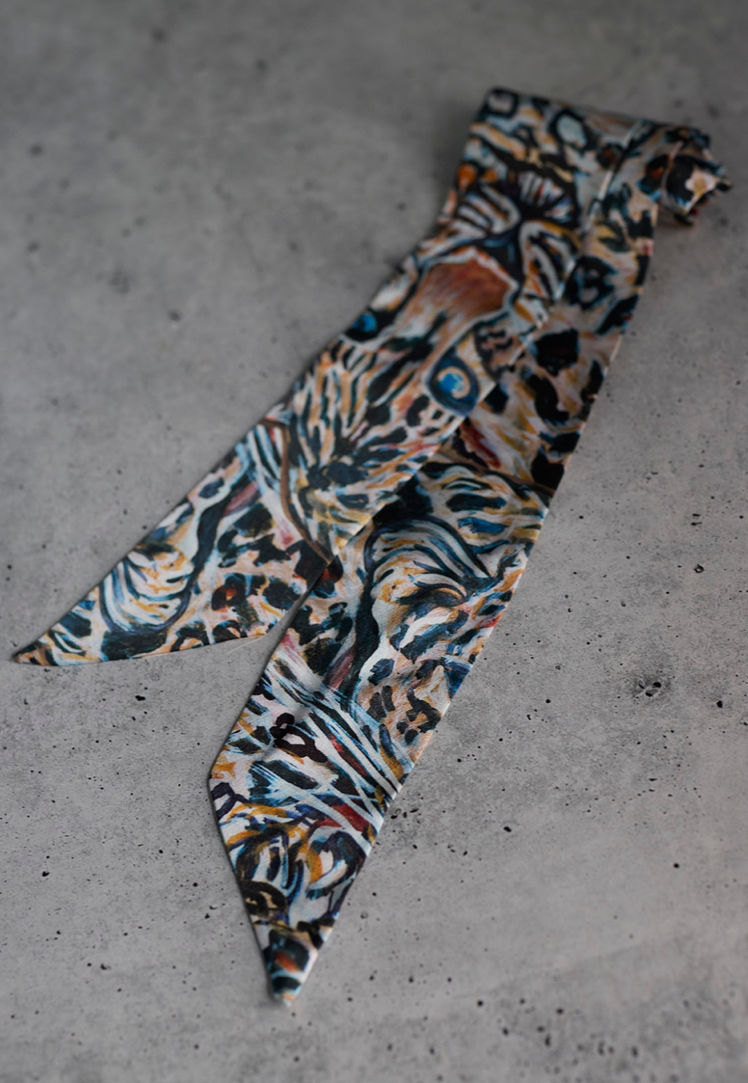 Snow Leopard silk foulard scarf by Ala von Auersperg