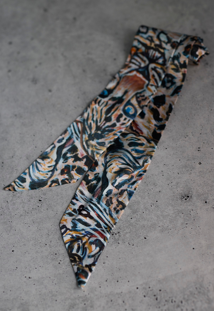 Snow Leopard silk foulard scarf by Ala von Auersperg