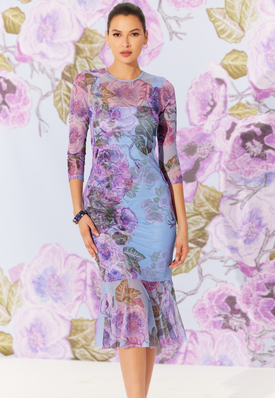 AvA Women's Sophia Mini Sheer Dress in Purple Poppies AlavonAuersperg.com AvA Women's Sophia Mini Sheer Dress in Purple Poppies AlavonAuersperg.com