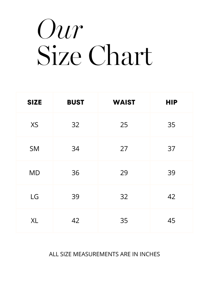 Designer Ala von Auersperg size chart for bathing suits and swimsuits