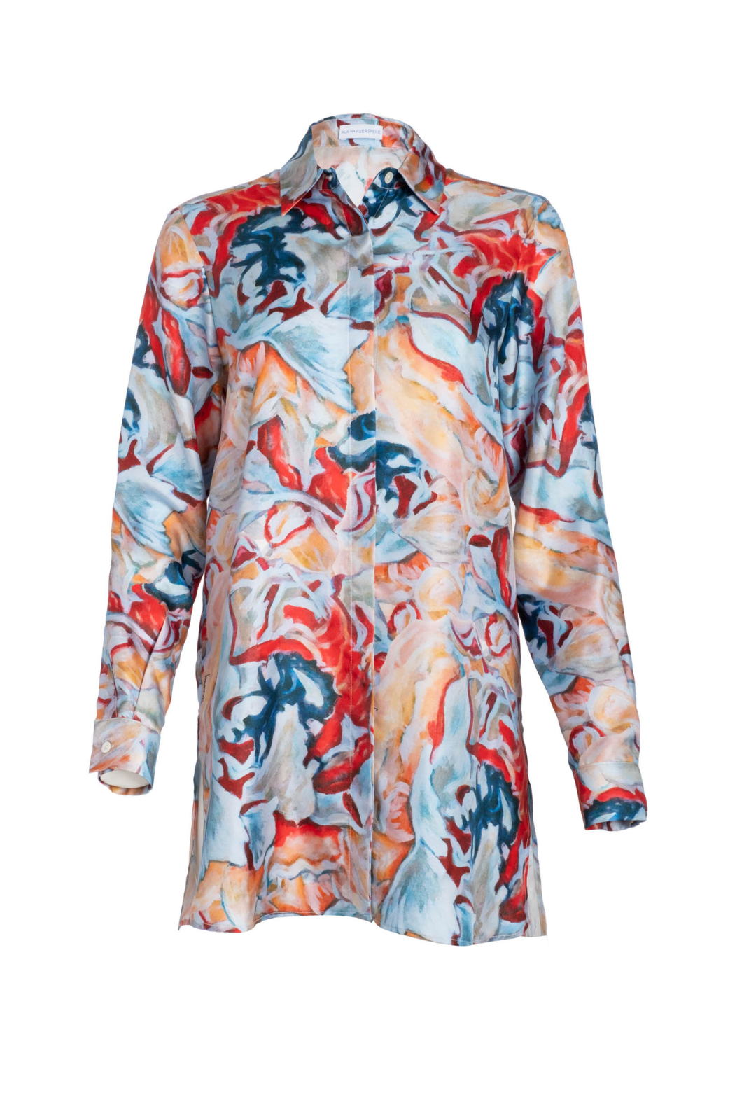 Ala colorful printed silk twill blouse in Koi