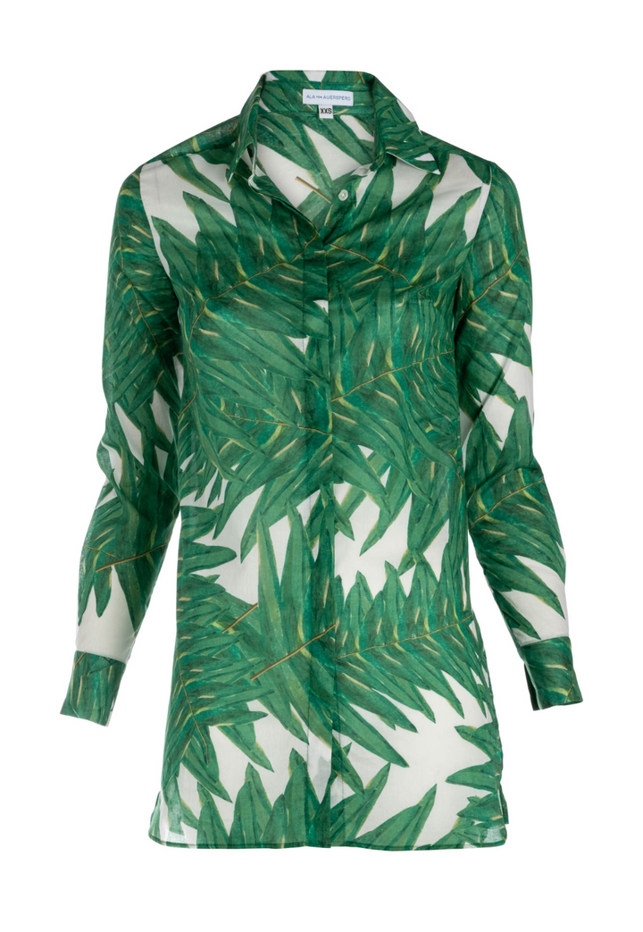 Lightweight printed cotton blouse in Queen Palm