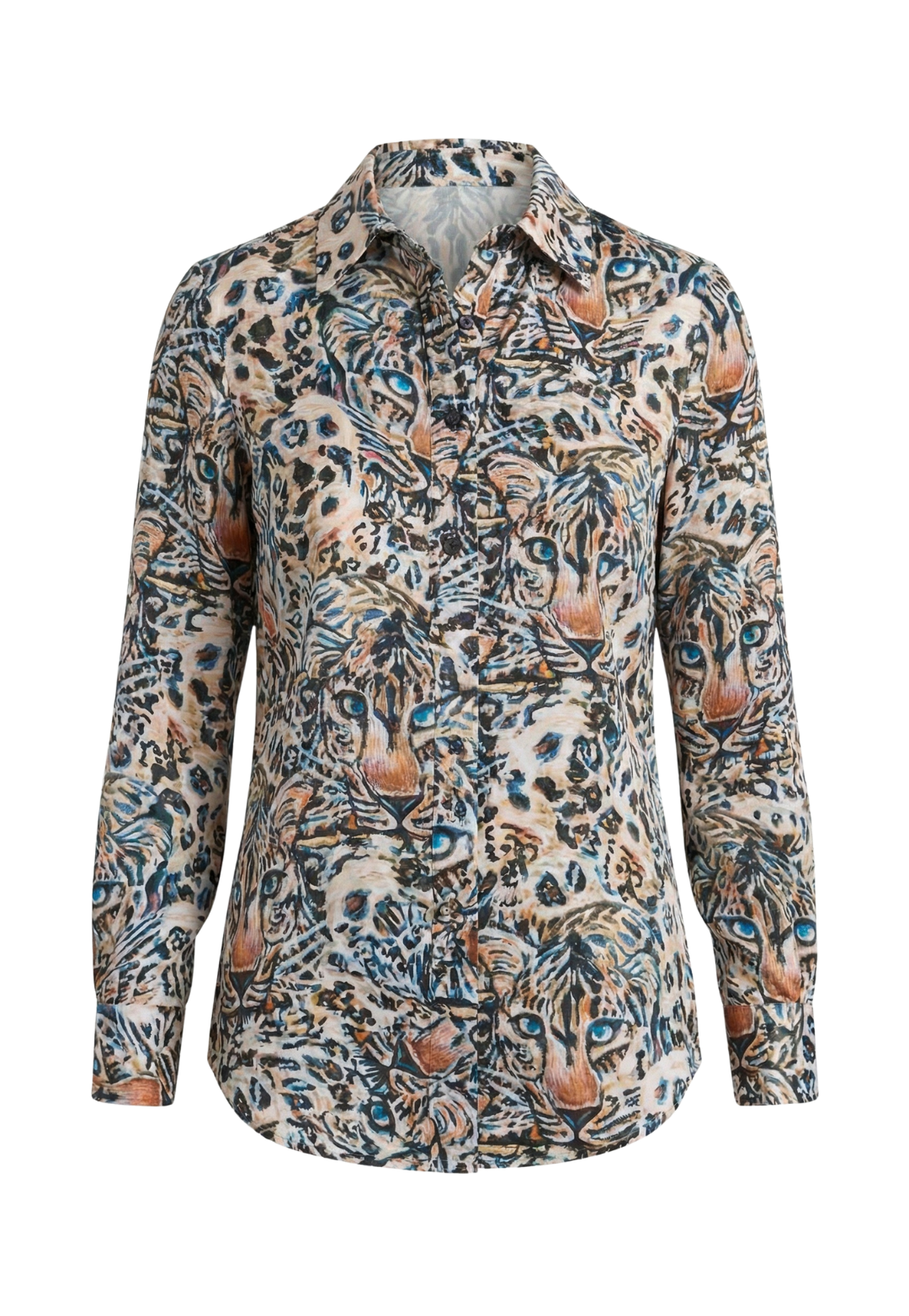 Alina silk blouse featuring Snow Leopard print