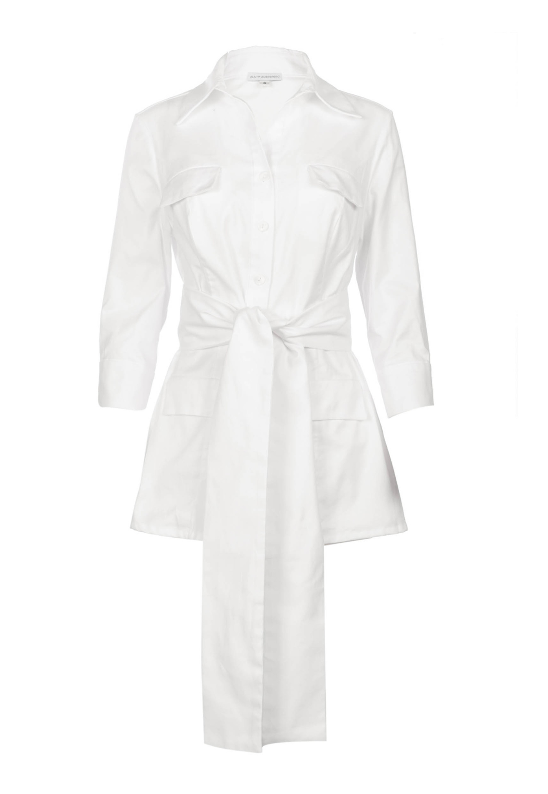 Althea white cotton jacket with chest pockets and three-quarter sleeves