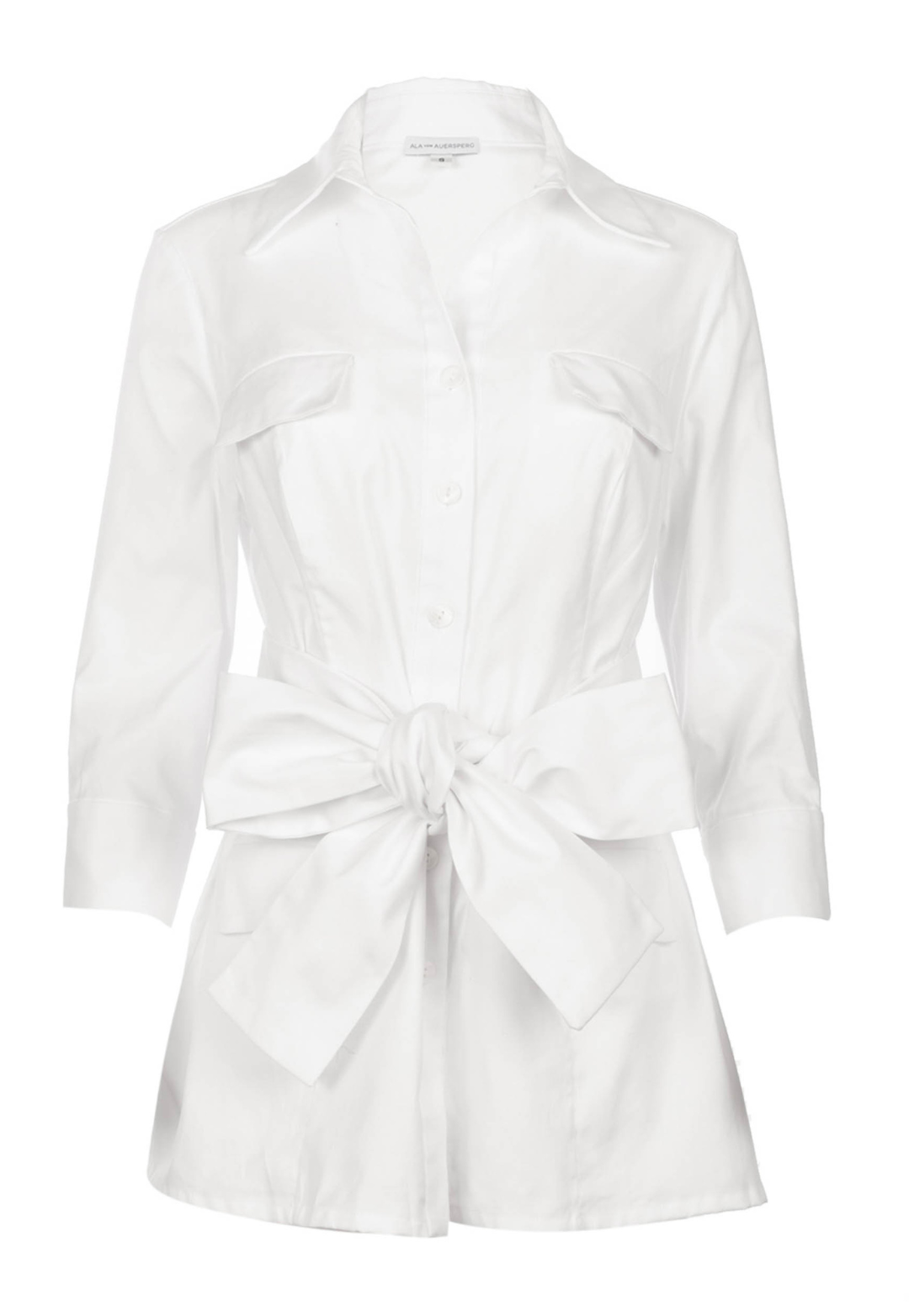 Althea white cotton piqué jacket with matching belt