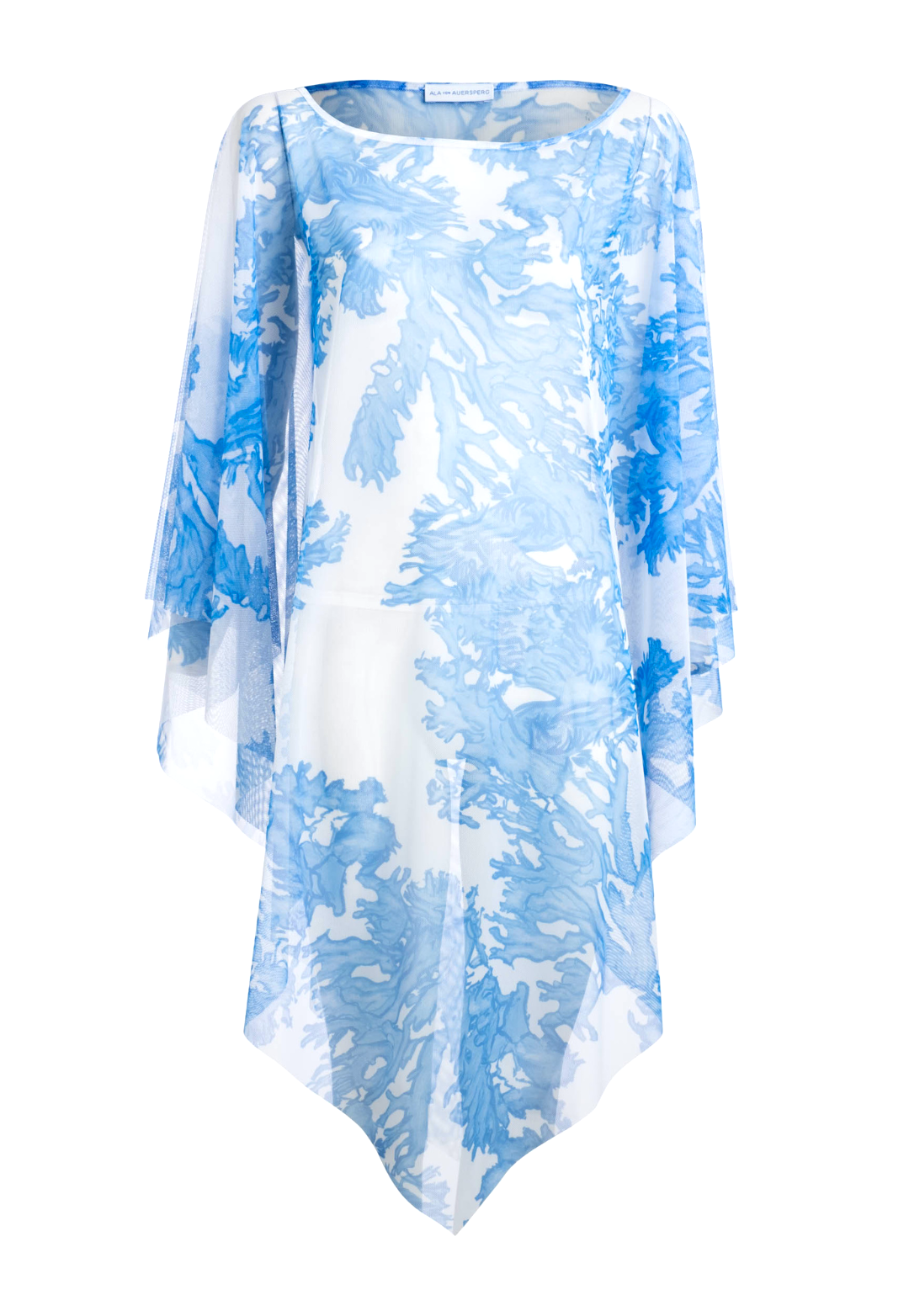 Artemisia lightweight sheer poncho in blue  coral print