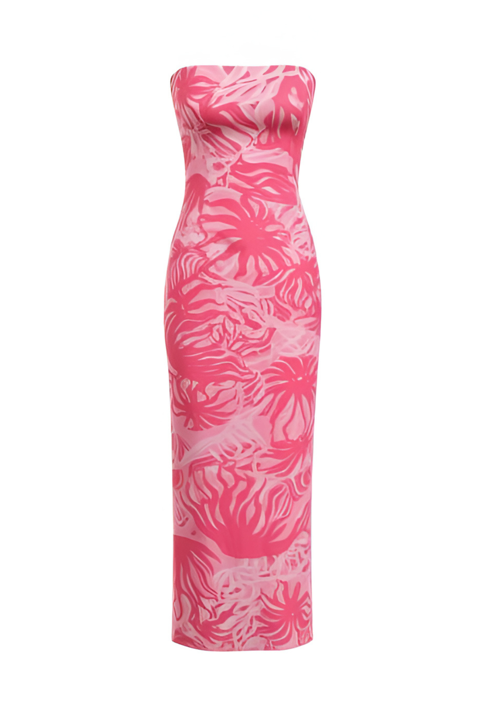Baja pink stretch knit strapless maxi dress in Pink Luminelle