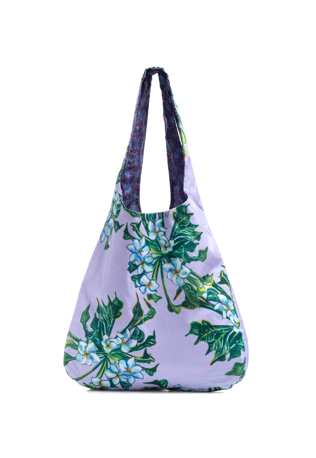Betty reversible cotton tote bag in Lavender Mock Coffee print