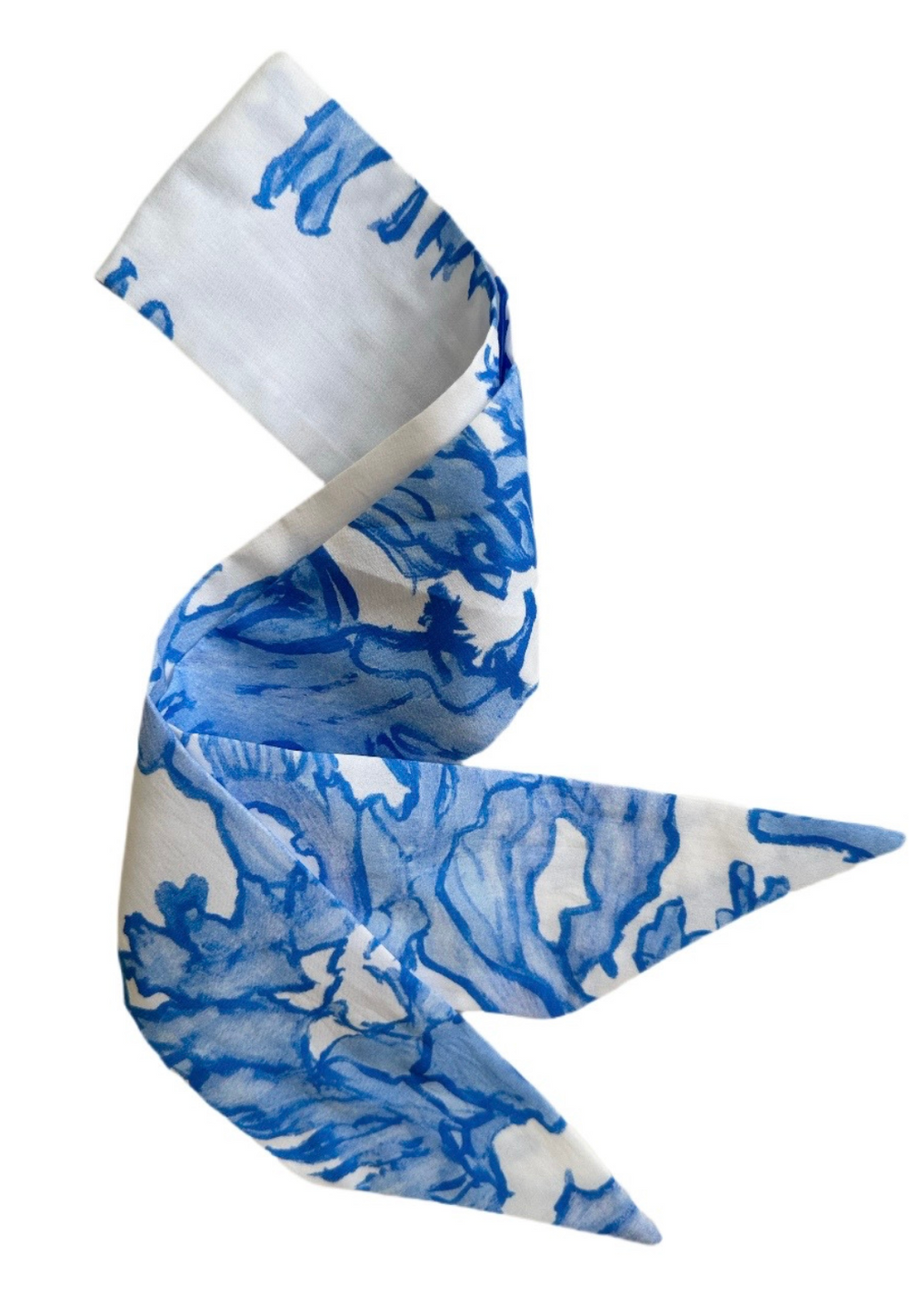 Blue Coral interchangeable cotton hat ribbon measuring 3 inches wide and 40 inches long