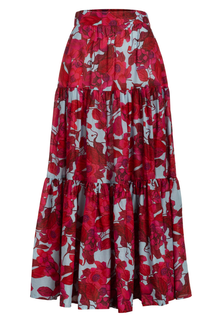Carol red floral maxi skirt by Ala von Auersperg