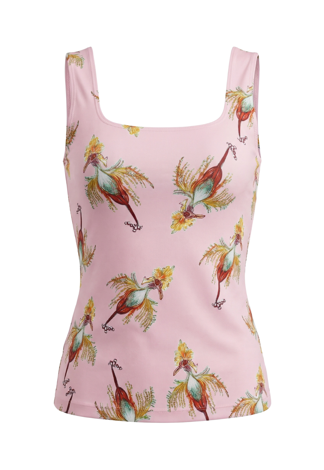 Caterina bird print stretch knit tank top