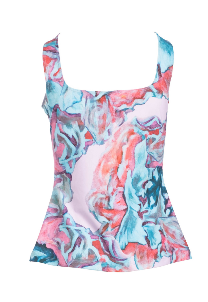 Caterina Daiquiri sleeveless floral top with square scoop neckline