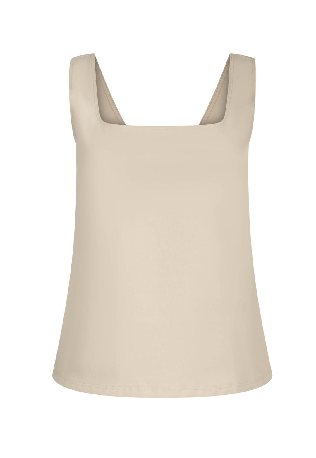 Caterina Italian stretch cotton tank top in Khaki on a white background