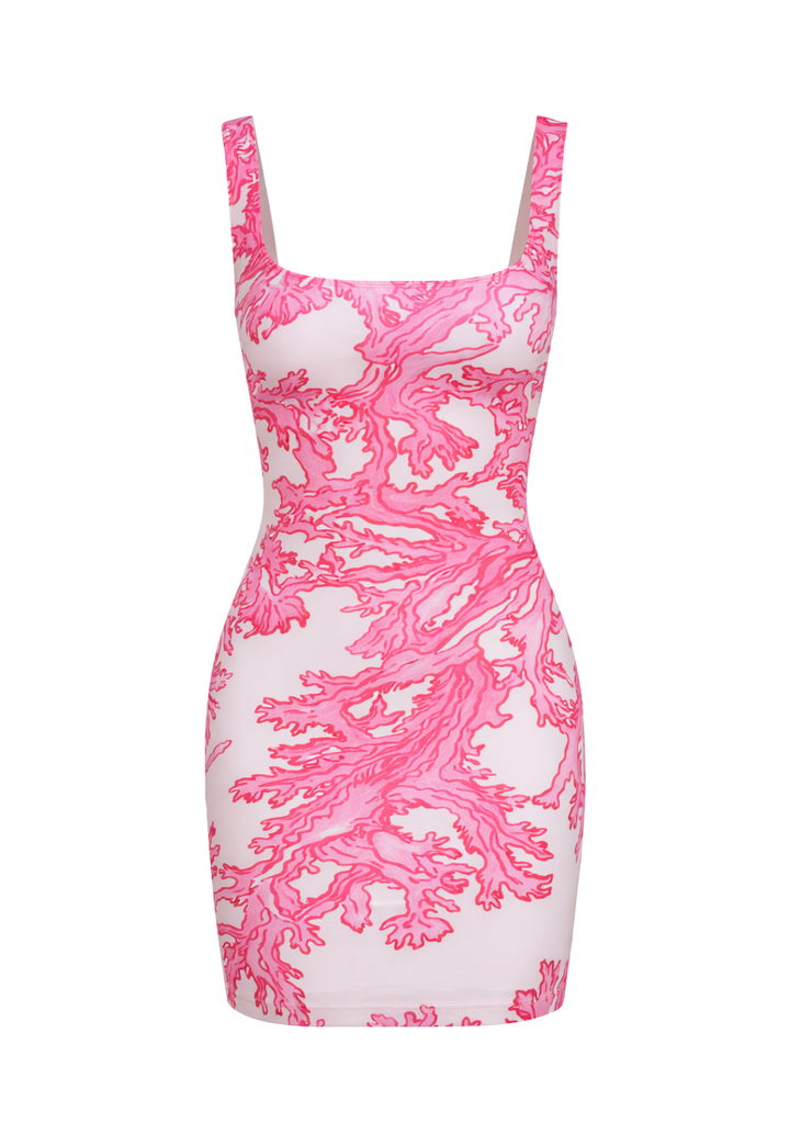 Caterina nautical stretch knit mini dress in Pink Coral