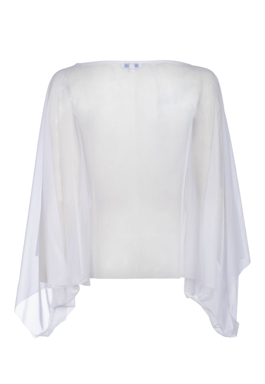Clivia white mesh poncho styled as a layering piece