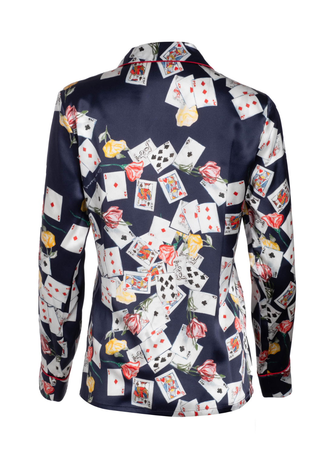 Dealer's Choice printed silk pajama shirt with mother-of-pearl buttons