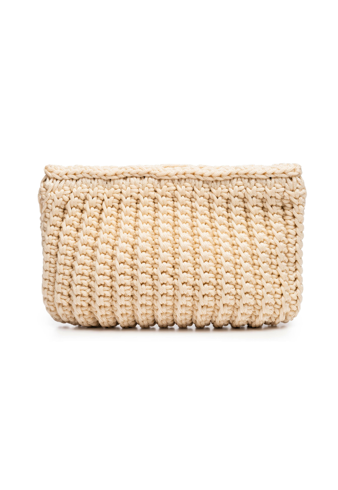 Ecru neutral crochet clutch handbag