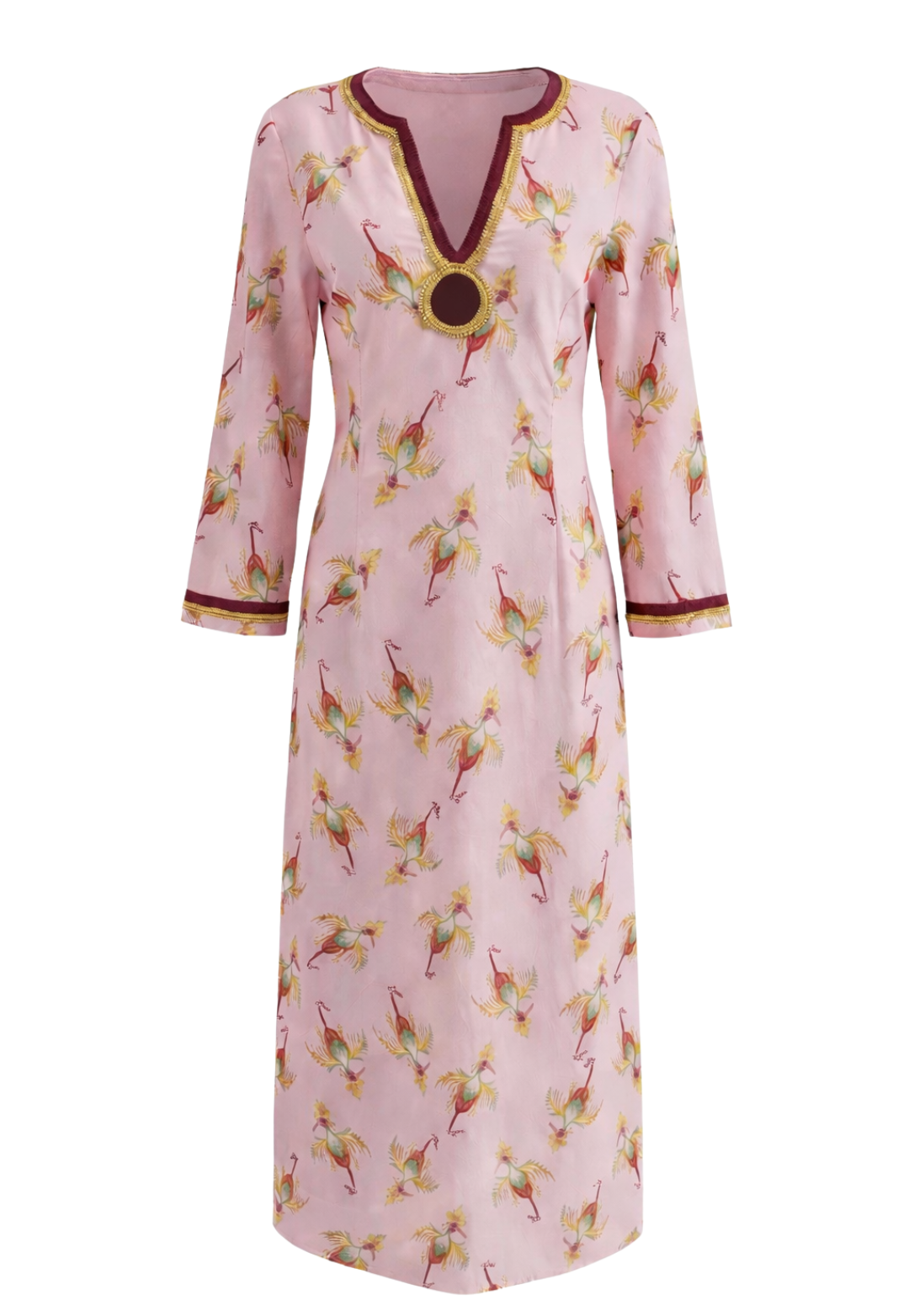 Emeline bird print cotton voile maxi dress in Cuckoo Birds