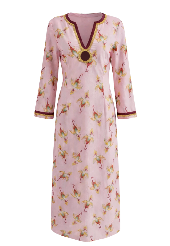 Emeline bird print cotton voile maxi dress in Cuckoo Birds