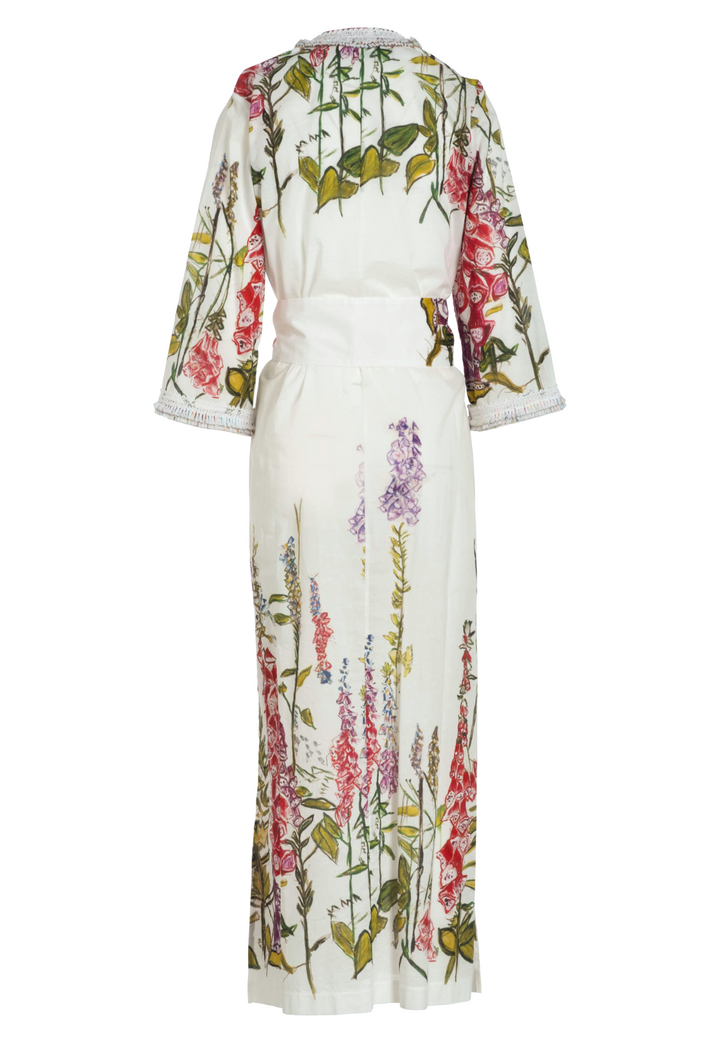 Foxgloves floral cotton kaftan with belt