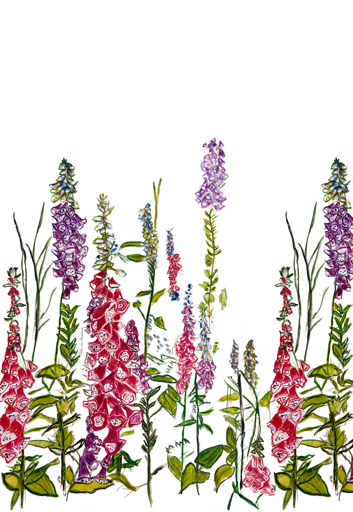 Foxgloves floral print painted by Ala von Auersperg
