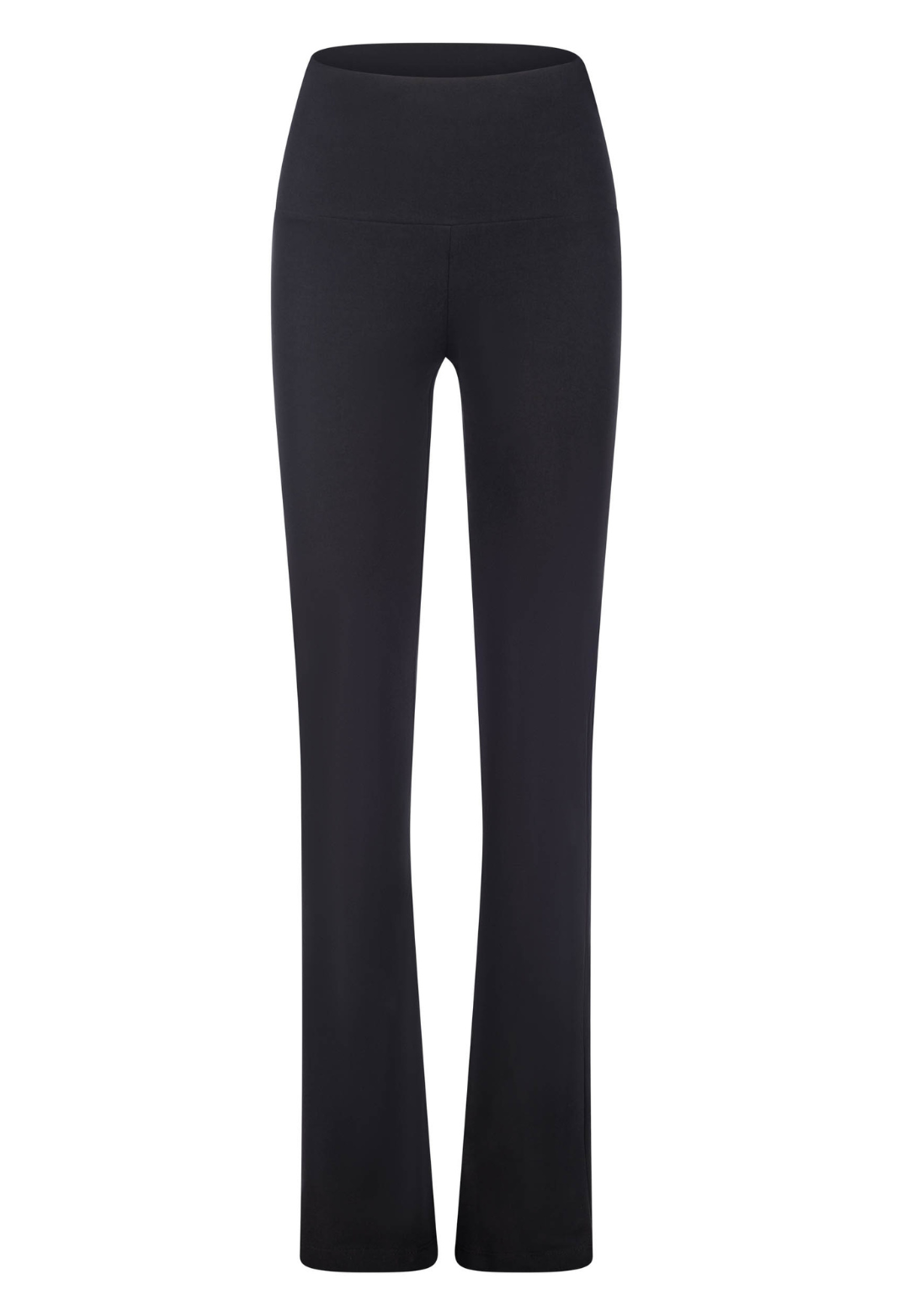 Gabriele black pull-on cotton pants with yoke waistband on white background