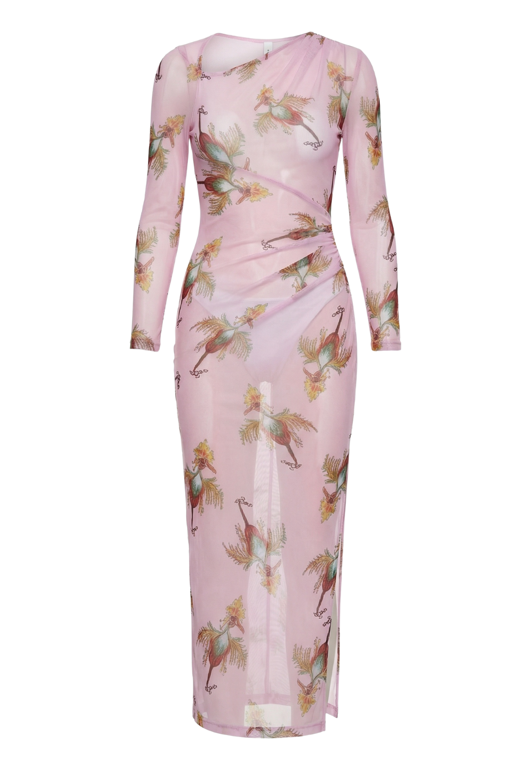 Geraldine sheer mesh dress with high side slit