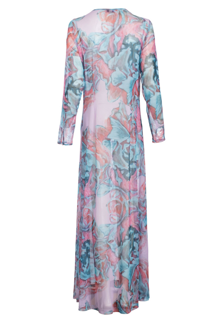 Kira Daiquiri long-sleeve sheer mesh kaftan