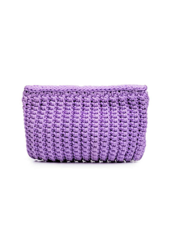 Lavender purple crochet clutch bag by Ala von Auersperg