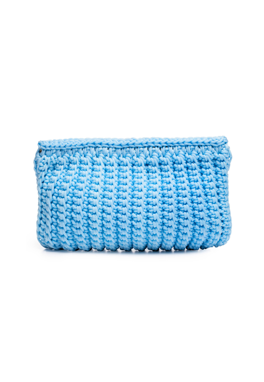 Light blue crochet clutch handbag for summer and resort dressing