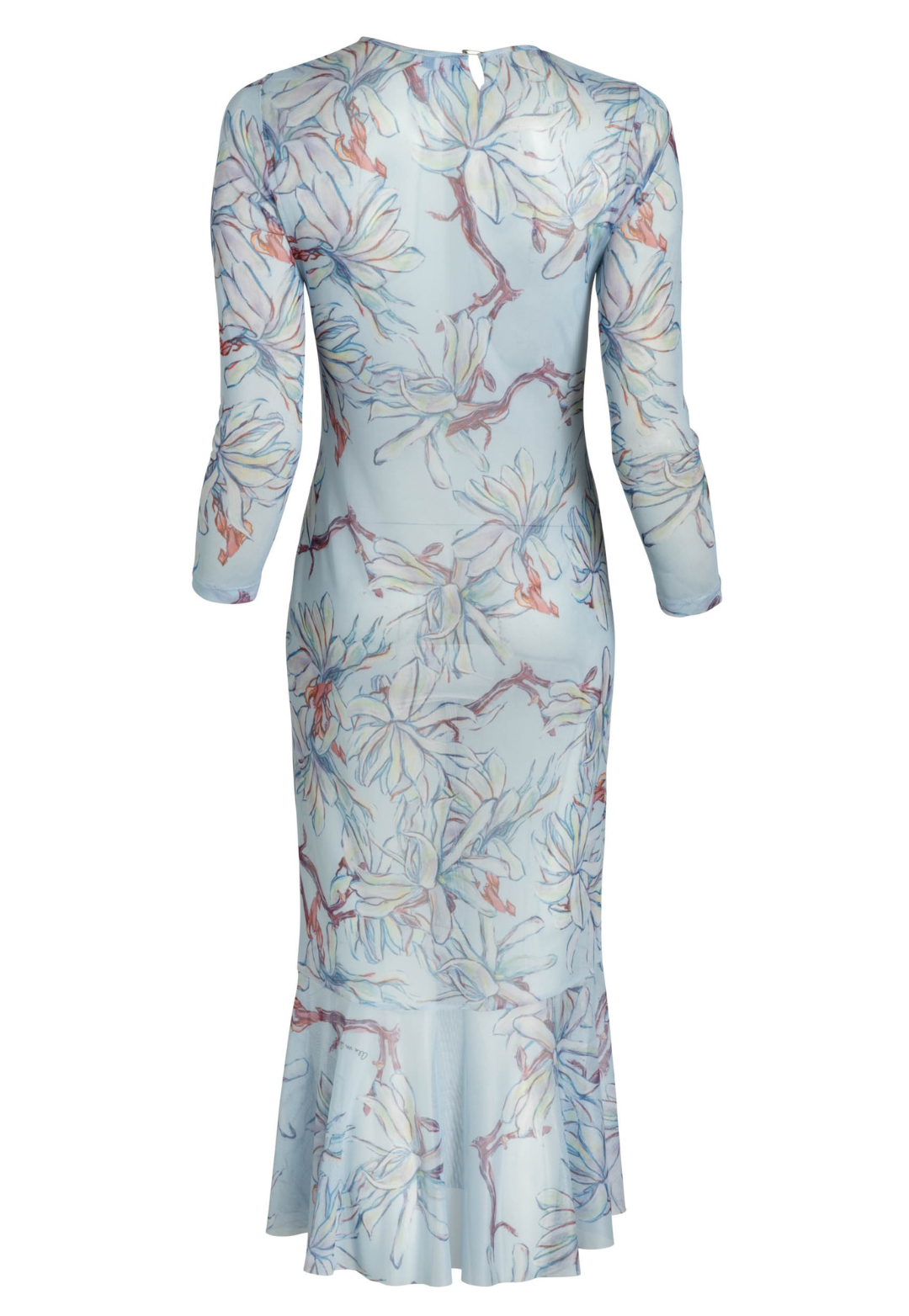 Magnolia sheer mesh mini dress with ruffled hem