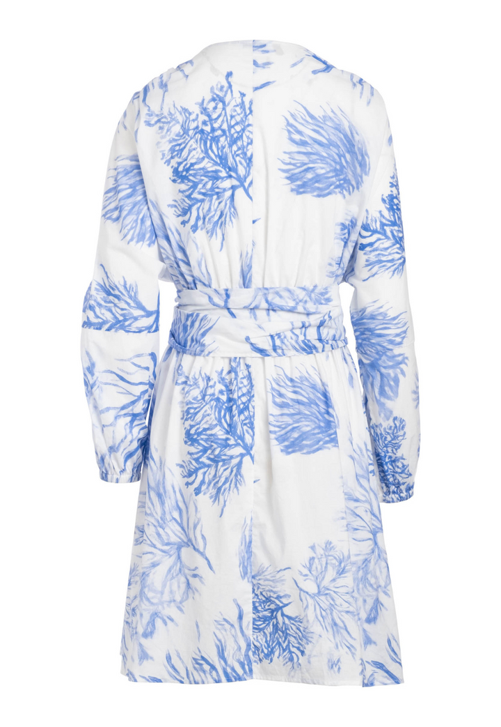 Marlo Toile de Reef short cotton dress with coordinating waist sash