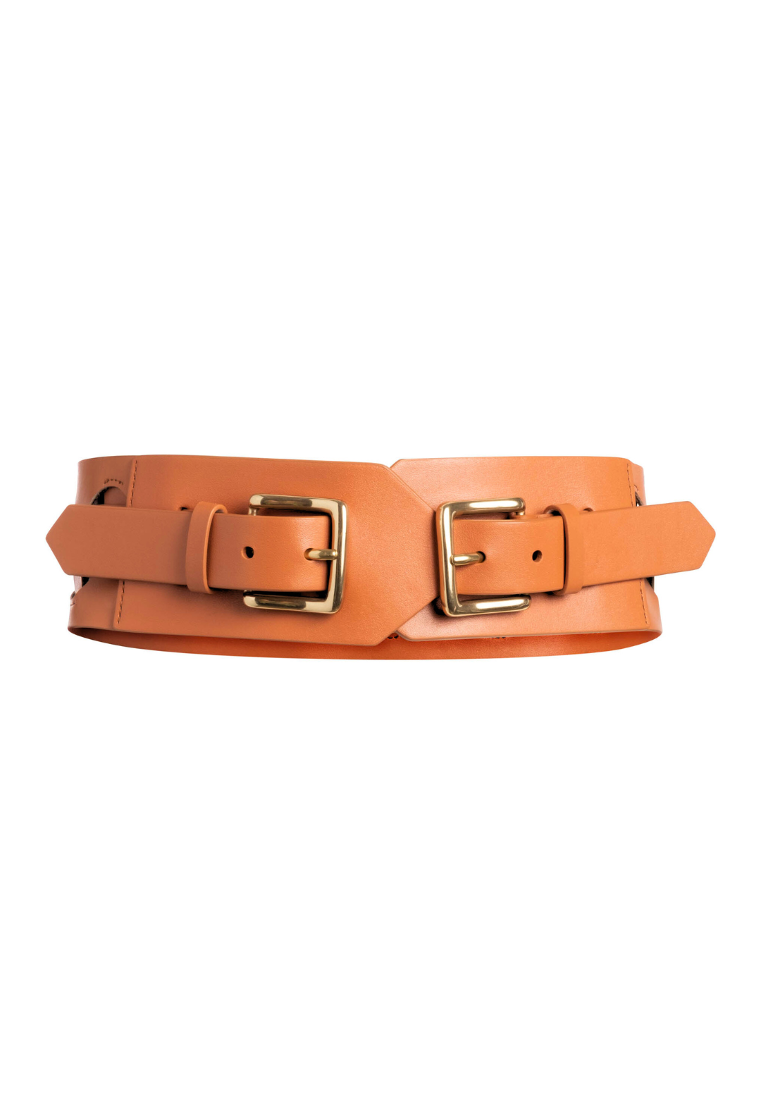 Maxwell women's leather belt in Coffee brown with brass hardware