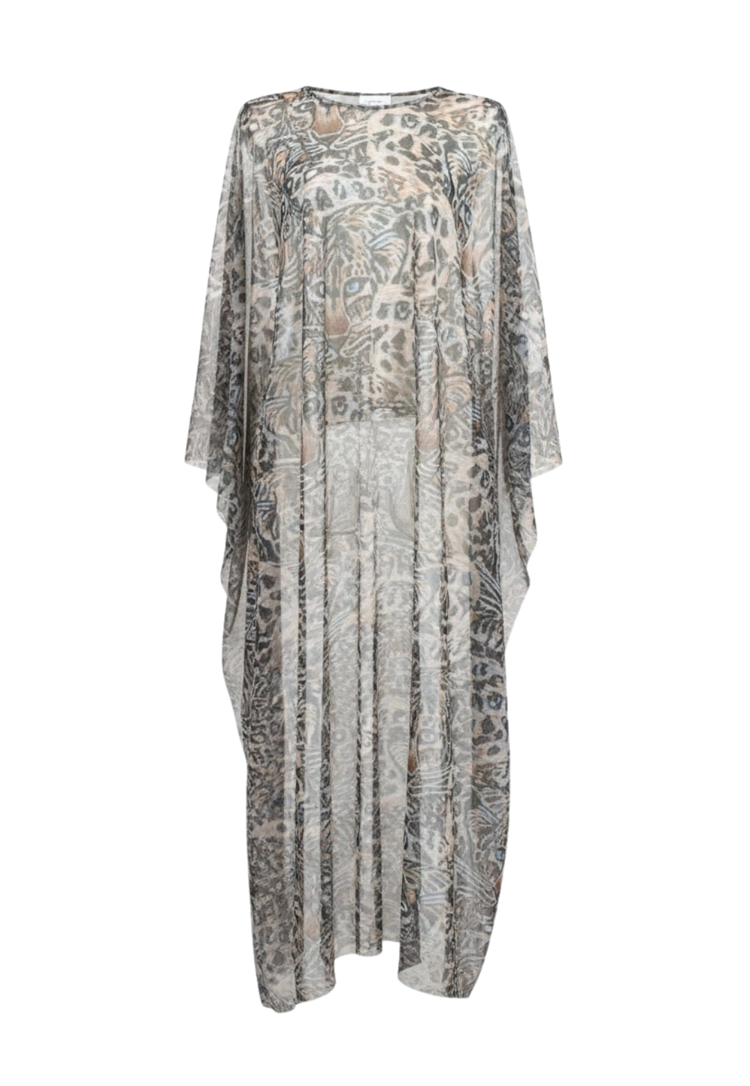 Olivia sheer Snow Leopard topper styled as a layering piece
