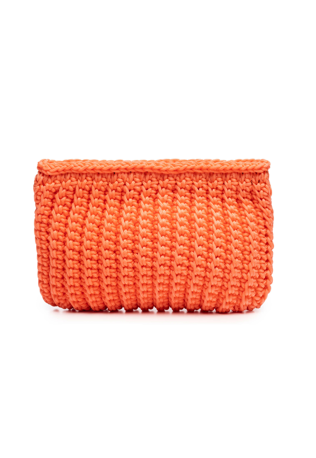 Orange crochet clutch bag by Ala von Auersperg
