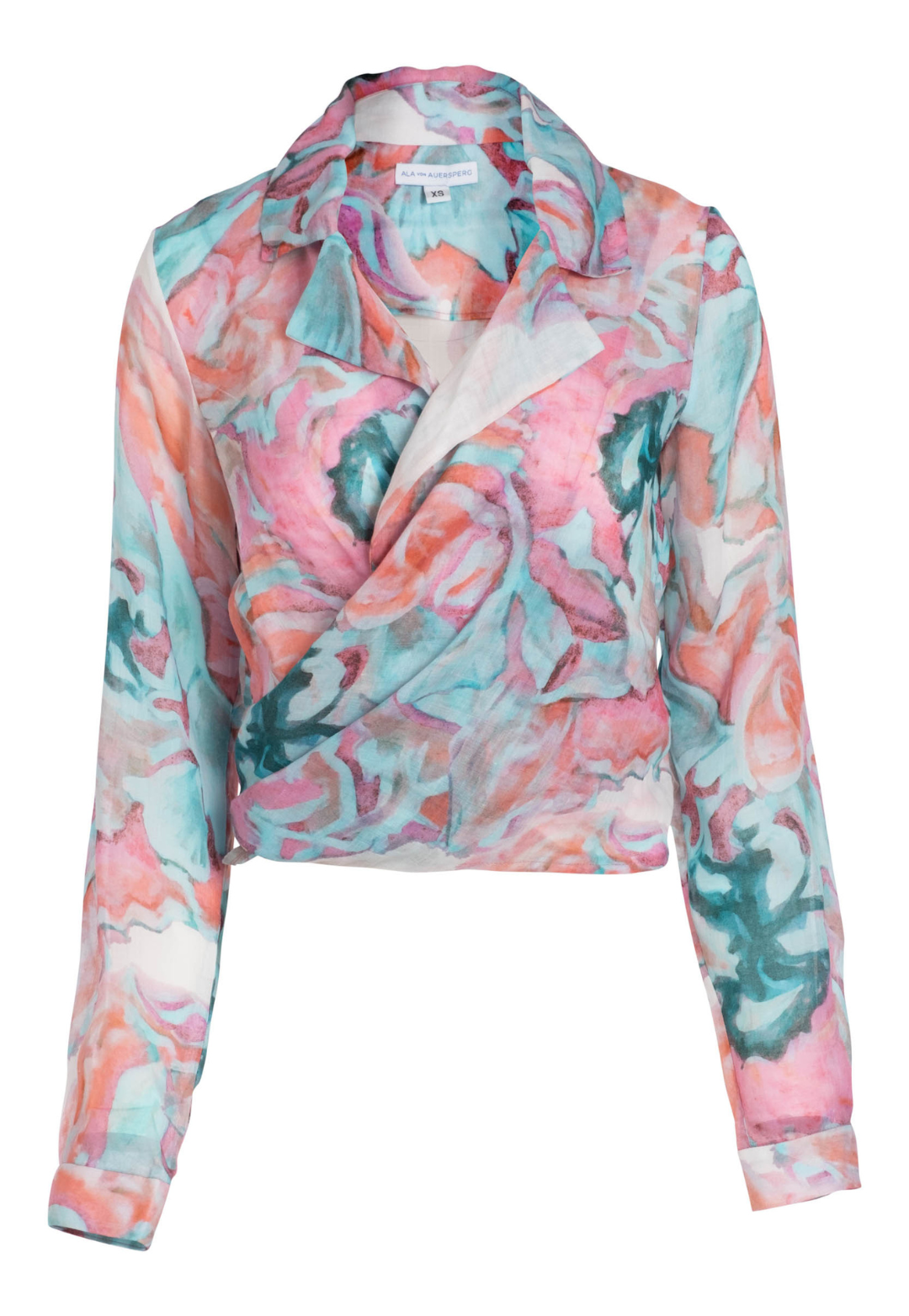 Phoebe pink floral cotton wrap top with coordinating printed skirt